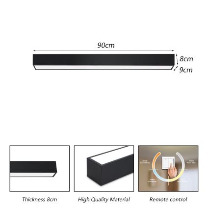 Immax NEO 07255L - LED Zatemnitvena stropna svetilka NEO LITE LUNGO LED/20W/230V 3000-6000K Wi-Fi Tuya črna + Daljinski upravljalnik