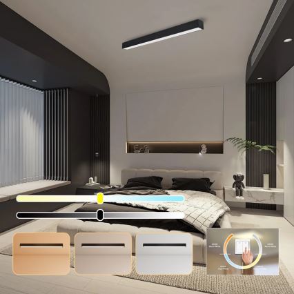 Immax NEO 07256L - LED Zatemnitvena stropna svetilka NEO LITE LUNGO LED/38W/230V 3000-6000K Wi-Fi Tuya črna + Daljinski upravljalnik