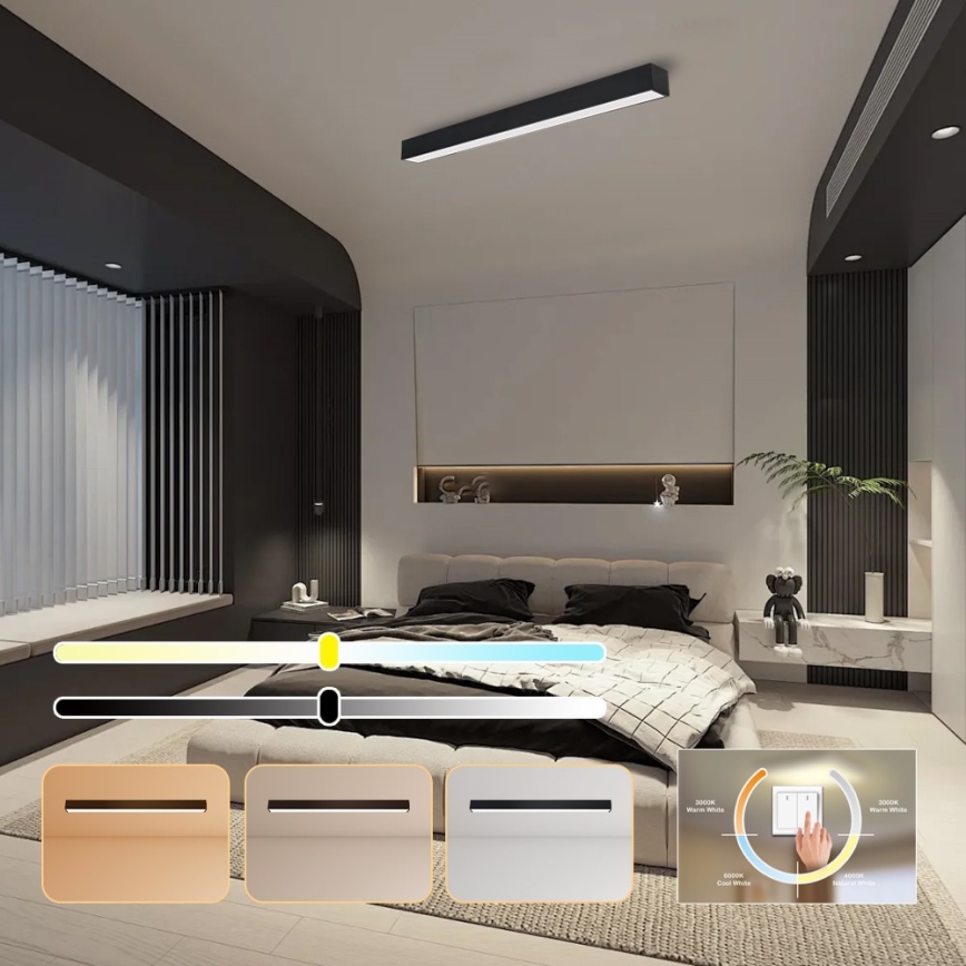 Immax NEO 07256L - LED Zatemnitvena stropna svetilka NEO LITE LUNGO LED/38W/230V 3000-6000K Wi-Fi Tuya črna + Daljinski upravljalnik