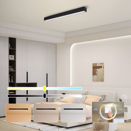 Immax NEO 07256L - LED Zatemnitvena stropna svetilka NEO LITE LUNGO LED/38W/230V 3000-6000K Wi-Fi Tuya črna + Daljinski upravljalnik
