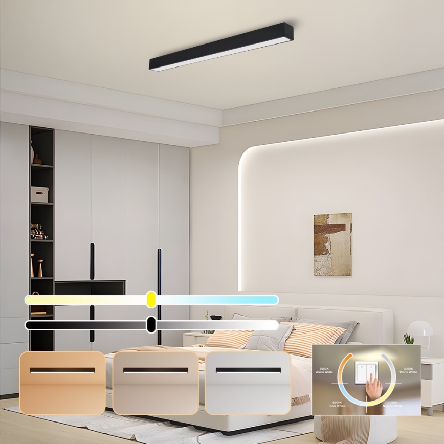 Immax NEO 07256L - LED Zatemnitvena stropna svetilka NEO LITE LUNGO LED/38W/230V 3000-6000K Wi-Fi Tuya črna + Daljinski upravljalnik