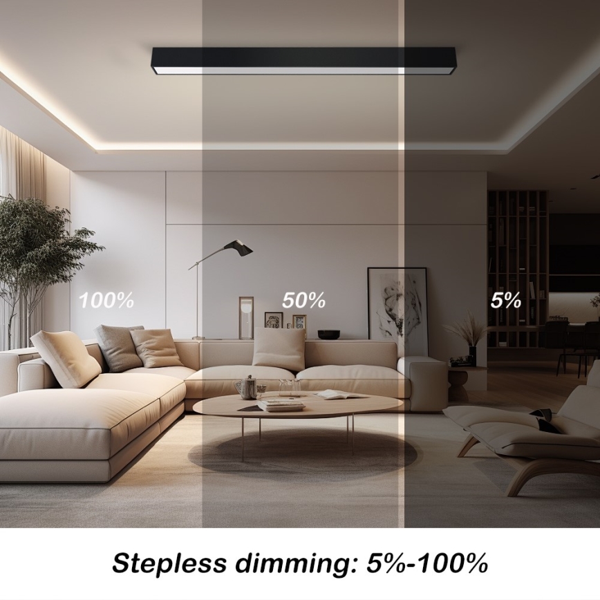 Immax NEO 07256L - LED Zatemnitvena stropna svetilka NEO LITE LUNGO LED/38W/230V 3000-6000K Wi-Fi Tuya črna + Daljinski upravljalnik