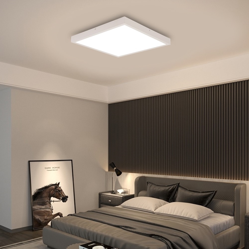 Immax NEO 07277L - LED Kopalniška zatemnitvena stropna svetilka NEO LITE FRAME LED/50W/230V IP44 Wi-Fi Tuya + Daljinski upravljalnik bela