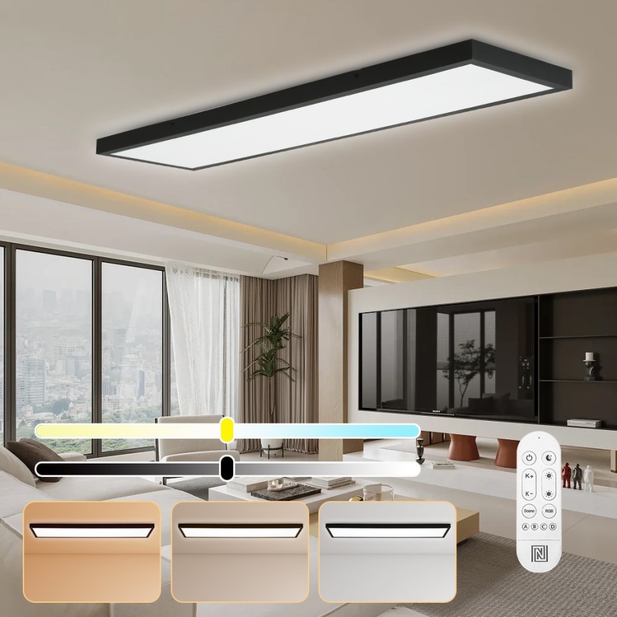 Immax NEO 07278L - LED Kopalniška zatemnitvena stropna svetilka NEO LITE FRAME LED/50W/230V IP44 Wi-Fi Tuya + Daljinski upravljalnik črna