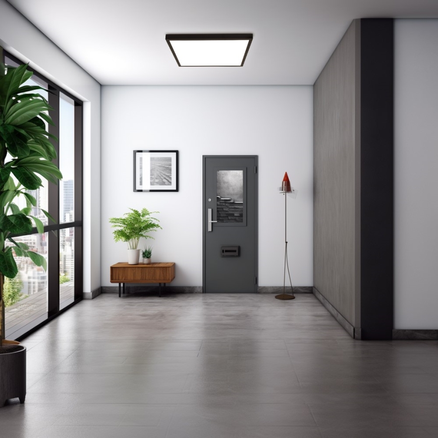 Immax NEO 07279L - LED Kopalniška zatemnitvena stropna svetilka NEO LITE FRAME LED/50W/230V IP44 Wi-Fi Tuya + Daljinski upravljalnik črna