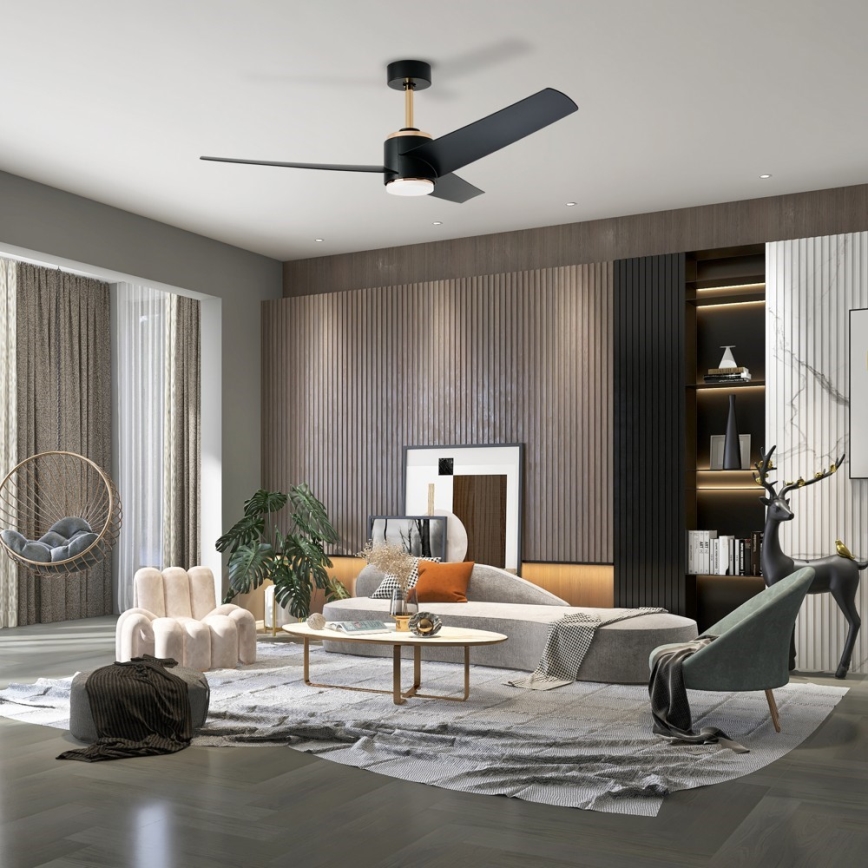 Immax NEO 07280L - LED Zatemnitveni stropni ventilator BEAUTY LED/18W/230V Wi-Fi Tuya črna + Daljinski upravljalnik