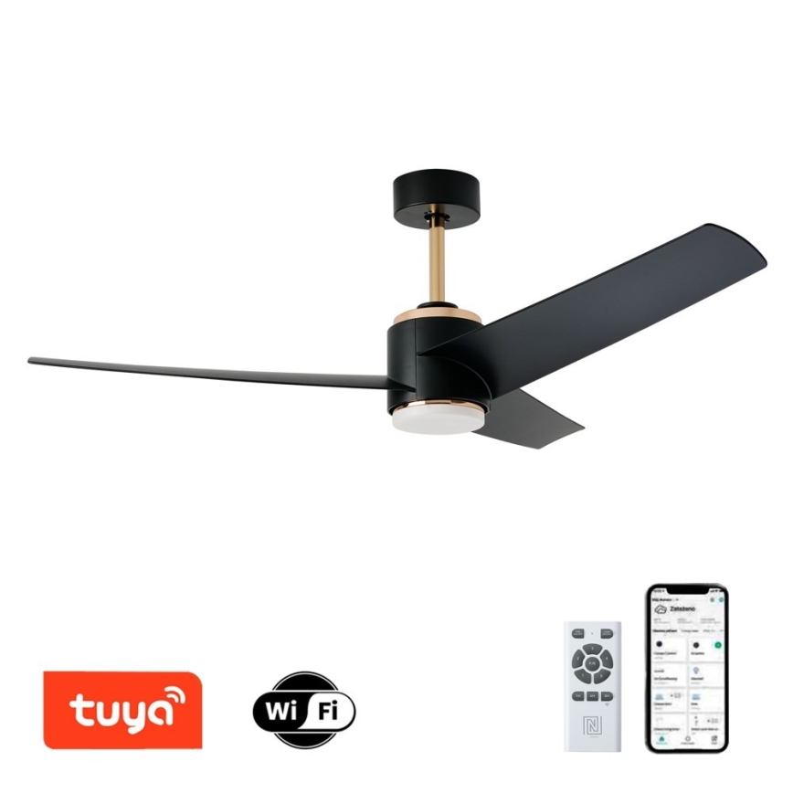 Immax NEO 07280L - LED Zatemnitveni stropni ventilator BEAUTY LED/18W/230V Wi-Fi Tuya črna + Daljinski upravljalnik