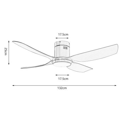 Immax NEO 07282L - LED+CCT zatemljiv stropni ventilator PURE LED/24W/230V 3000/4000/6000K Wi-Fi Tuya, premer 132 cm + daljinski upravljalnik