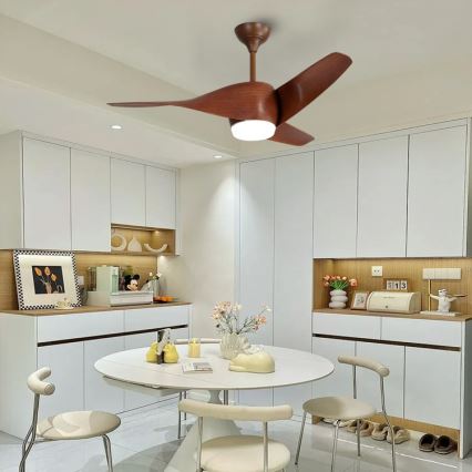 Immax NEO 07286L - LED stropni ventilator WAVE LED/18W/230V Wi-Fi Tuya rjave barve, premer 132 cm + daljinski upravljalnik