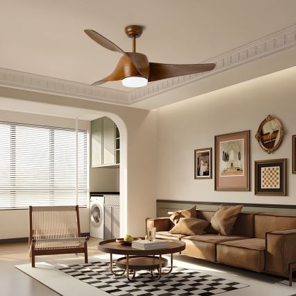 Immax NEO 07286L - LED Zatemnitveni stropni ventilator WAVE LED/18W/230V Wi-Fi Tuya rjava + Daljinski upravljalnik