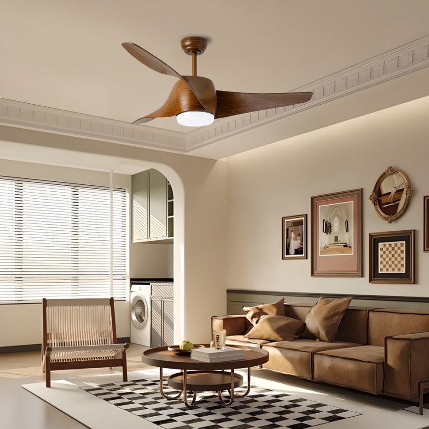 Immax NEO 07286L - LED Zatemnitveni stropni ventilator WAVE LED/18W/230V Wi-Fi Tuya rjava + Daljinski upravljalnik