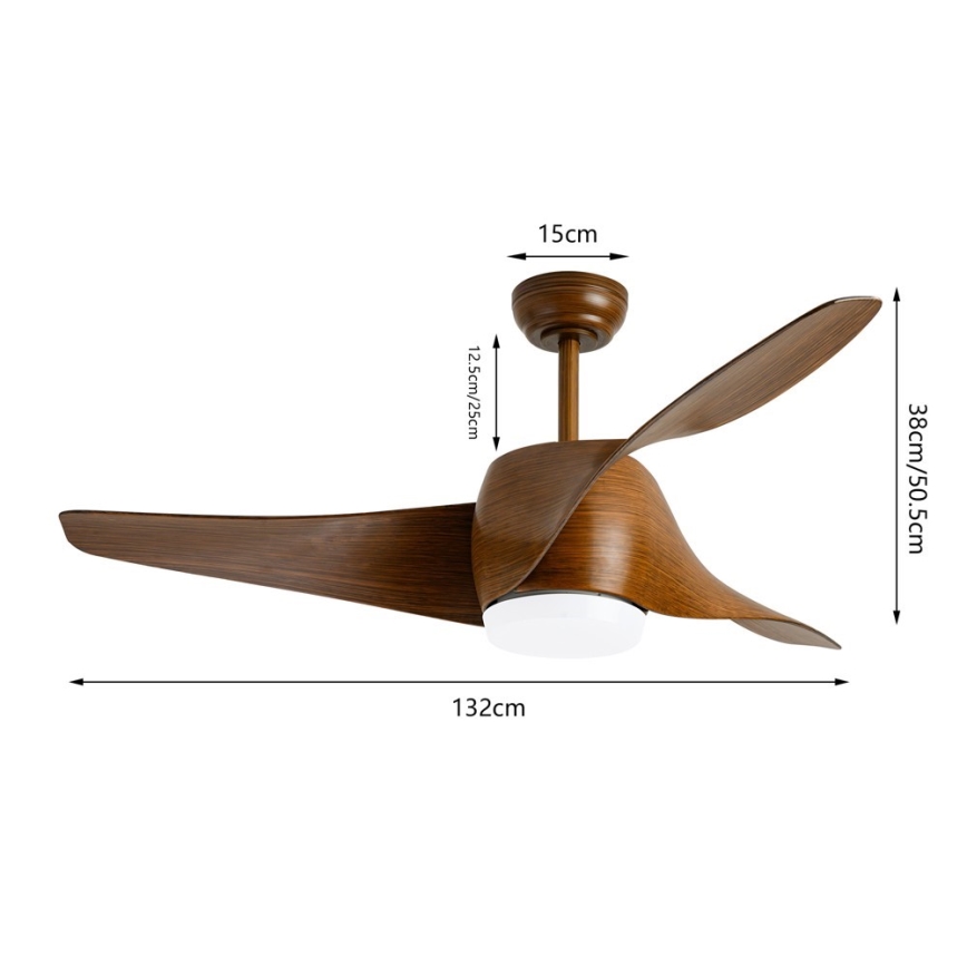 Immax NEO 07286L - LED Zatemnitveni stropni ventilator WAVE LED/18W/230V Wi-Fi Tuya rjava + Daljinski upravljalnik