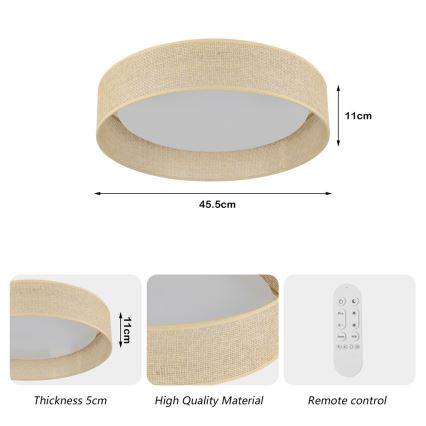 Immax NEO 07289L - LED+CCT zatemnjiva stropna svetilka LONA LED/36W/230V 3000-6000K Wi-Fi Tuya premer 45,5 cm + daljinski upravljalnik