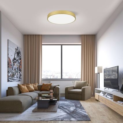 Immax NEO 07293L - Zatemnjiva LED stropna svetilka NEO LITE SEMPLICI LED/60W/230V 3000–6000K, premer 60 cm, Wi-Fi Tuya, zlata + daljinski upravljalnik