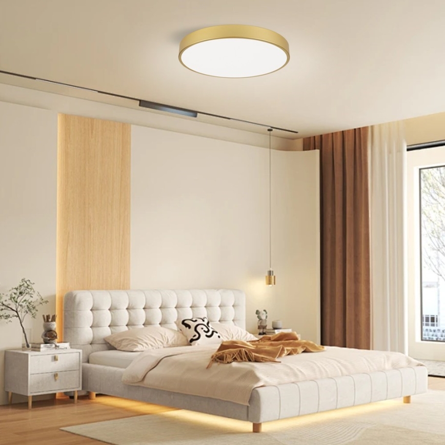 Immax NEO 07293L - Zatemnjiva LED stropna svetilka NEO LITE SEMPLICI LED/60W/230V 3000–6000K, premer 60 cm, Wi-Fi Tuya, zlata + daljinski upravljalnik