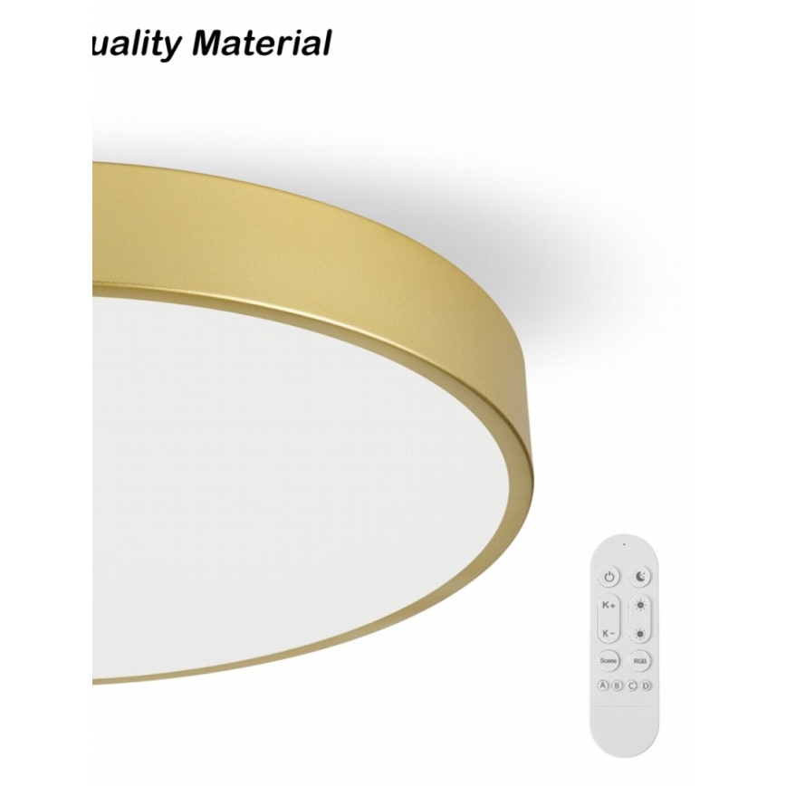 Immax NEO 07293L - Zatemnjiva LED stropna svetilka NEO LITE SEMPLICI LED/60W/230V 3000–6000K, premer 60 cm, Wi-Fi Tuya, zlata + daljinski upravljalnik