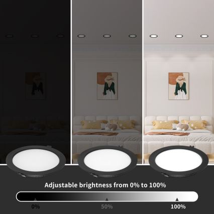 Immax NEO 07294L - LED zatemnljivo vgradno stropno svetilo DOWN LED/12W/230V Wi-Fi Tuya premer 12 cm črna