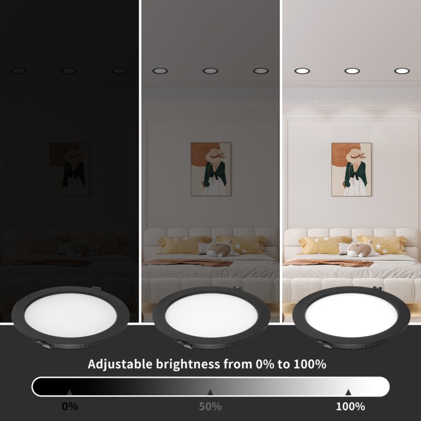 Immax NEO 07294L - Zatemnjivo LED vgradno stropno svetilo DOWN/36 W/230 V Wi-Fi, premer 23 cm, črna