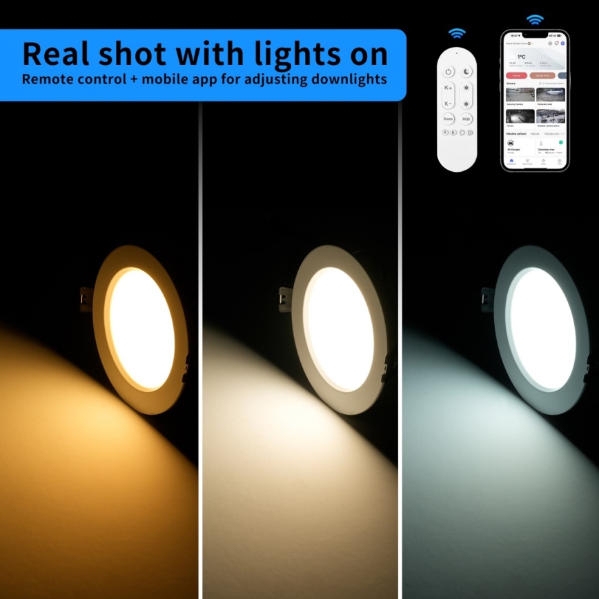 Immax NEO 07294L - Zatemnjivo LED vgradno stropno svetilo DOWN/36 W/230 V Wi-Fi, Tuya  Tuya  premer 23 cm, črna