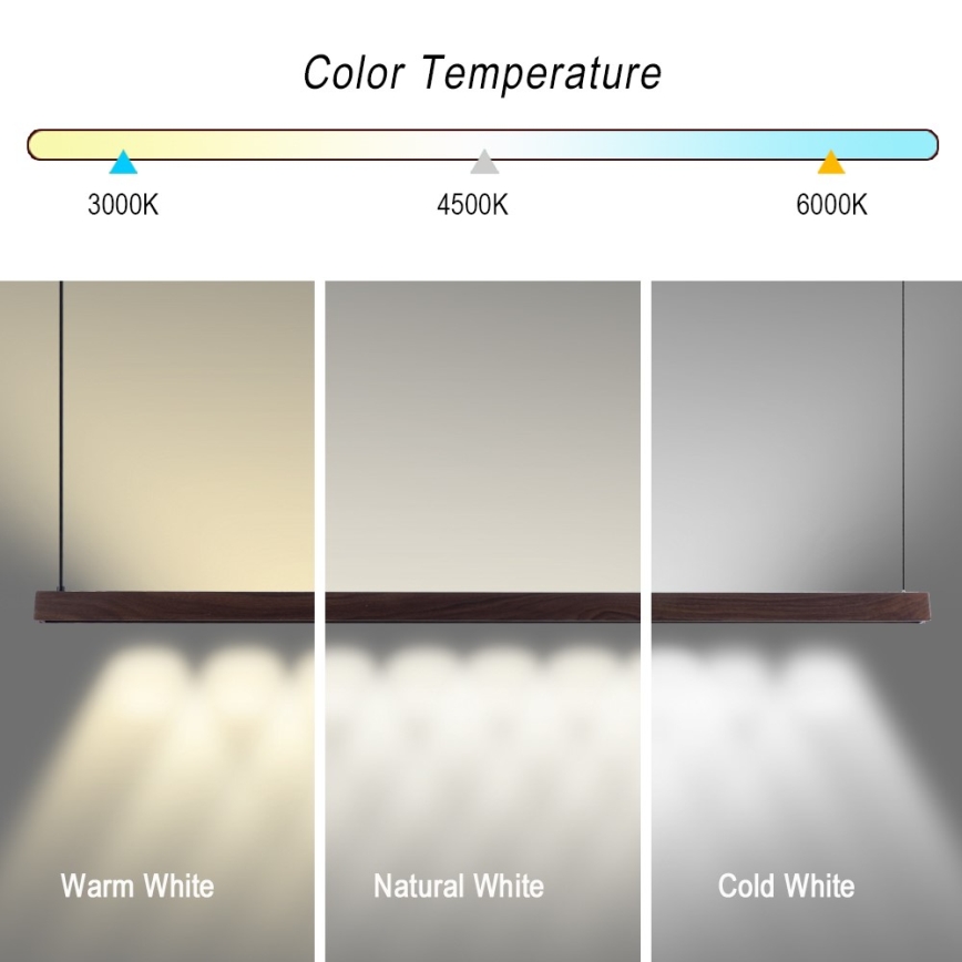 Immax NEO 07301L - LED zatemnjevalna viseča svetilka na kablu MADEIRA LED/33W/230V Wi-Fi Tuya 152 cm oreh + daljinski upravljalnik