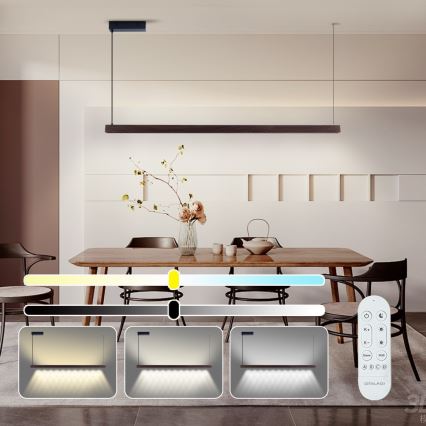 Immax NEO 07302L - LED z možnostjo zatemnitve viseči lestenec na kablu MADEIRA LED/44W/230V Wi-Fi Tuya 202 cm oreh + daljinski upravljalnik