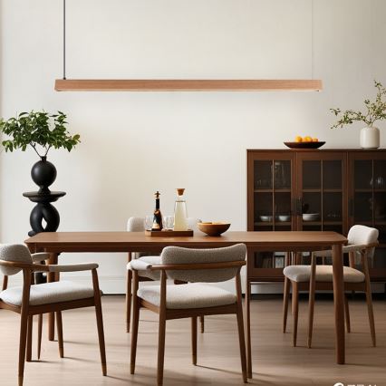 Immax NEO 07303L - LED zatemljiv viseči lestenec na kablu MADEIRA LED/26W/230V Wi-Fi Tuya 122 cm hrast + daljinski upravljalnik