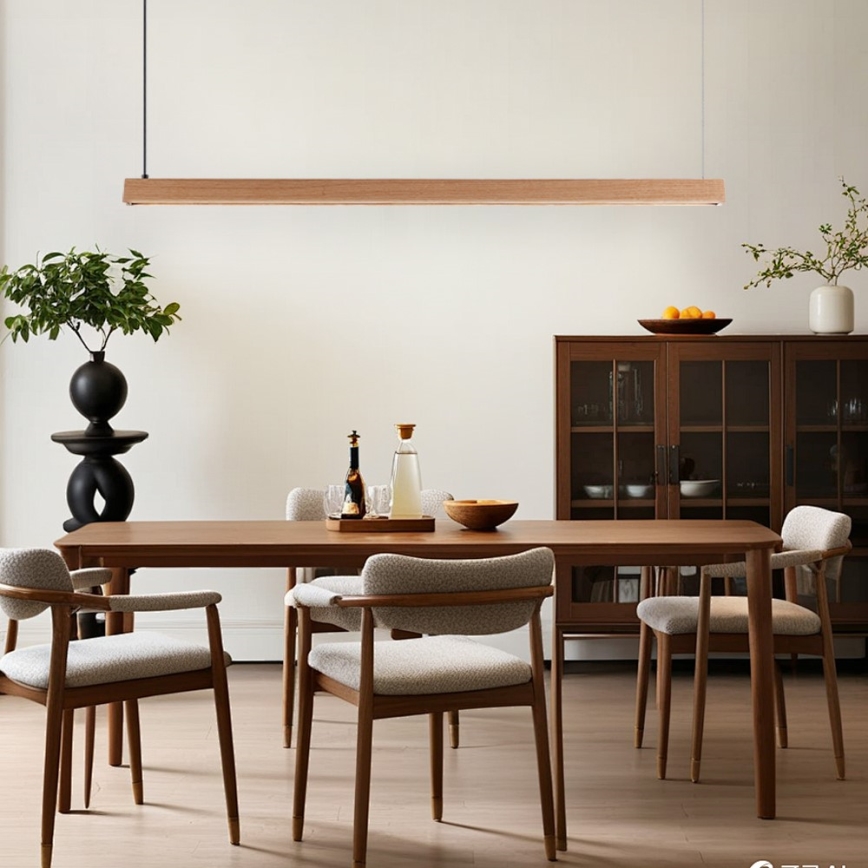 Immax NEO 07303L - LED zatemljiv viseči lestenec na kablu MADEIRA LED/26W/230V Wi-Fi Tuya 122 cm hrast + daljinski upravljalnik