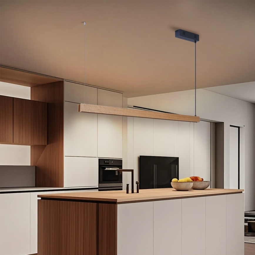 Immax NEO 07303L - LED zatemljiv viseči lestenec na kablu MADEIRA LED/26W/230V Wi-Fi Tuya 122 cm hrast + daljinski upravljalnik