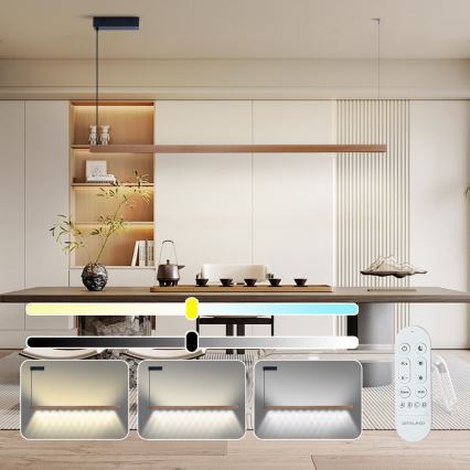 Immax NEO 07305L - LED zatemnjevalna viseča svetilka na kablu MADEIRA LED/44W/230V Wi‑Fi Tuya 202 cm hrast + daljinski upravljalnik