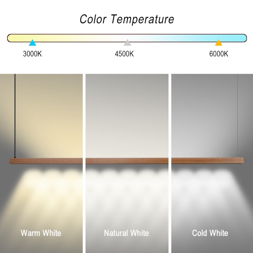 Immax NEO 07305L - LED zatemnjevalna viseča svetilka na kablu MADEIRA LED/44W/230V Wi‑Fi Tuya 202 cm hrast + daljinski upravljalnik