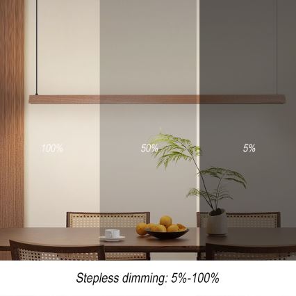 Immax NEO 07305L - LED zatemnjevalna viseča svetilka na kablu MADEIRA LED/44W/230V Wi‑Fi Tuya 202 cm hrast + daljinski upravljalnik