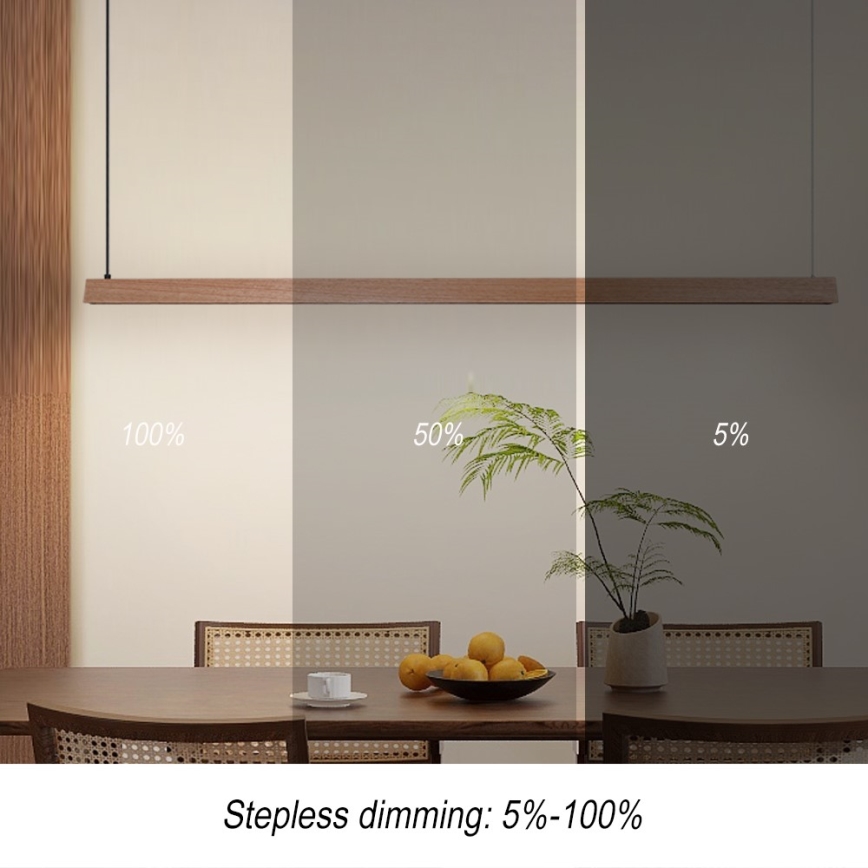 Immax NEO 07305L - LED zatemnjevalna viseča svetilka na kablu MADEIRA LED/44W/230V Wi‑Fi Tuya 202 cm hrast + daljinski upravljalnik