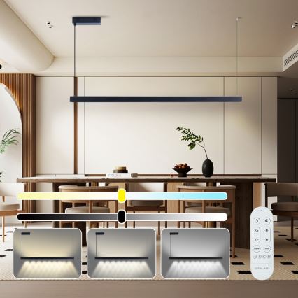 Immax NEO 07307L - LED zatemljiv viseči lestenec na kablu MADEIRA LED/33W/230V Wi-Fi Tuya 152 cm črna + daljinski upravljalnik