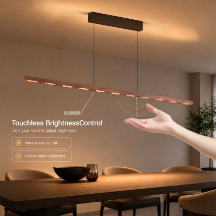Immax NEO 07309L - zatemljiv LED lestenec na vrvici s senzorjem MADEIRA LED/37W/230V 157 cm oreh
