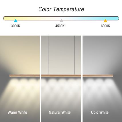 Immax NEO 07310L - LED zatemljiv viseči lestenec na kablu s senzorjem MADEIRA LED/37W/230V 157 cm jasen