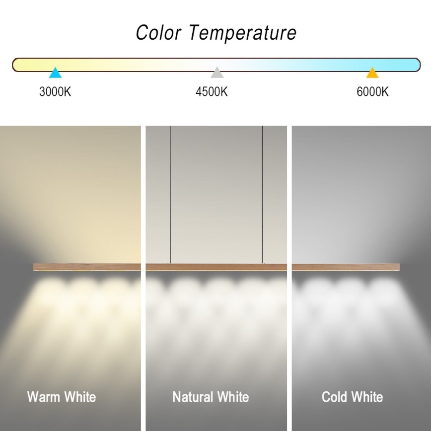 Immax NEO 07310L - LED zatemljiv viseči lestenec na kablu s senzorjem MADEIRA LED/37W/230V 157 cm jasen