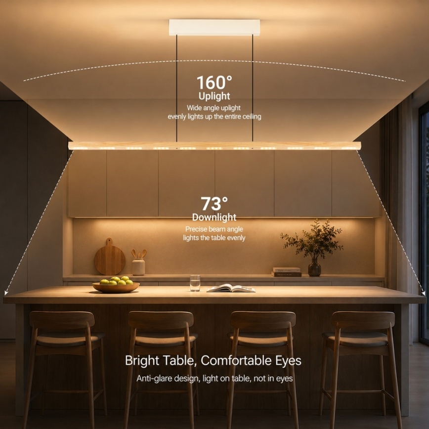 Immax NEO 07310L - LED zatemljiv viseči lestenec na kablu s senzorjem MADEIRA LED/37W/230V 157 cm jasen