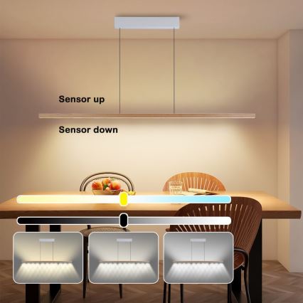 Immax NEO 07310L - LED zatemljiv viseči lestenec na kablu s senzorjem MADEIRA LED/37W/230V 157 cm jasen