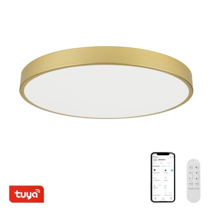 Immax NEO 07311L - Zatemnjevalna LED stropna svetilka SEMPLICI LED/96W/230V, premer 80 cm, Wi-Fi Tuya, zlata + daljinski upravljalnik