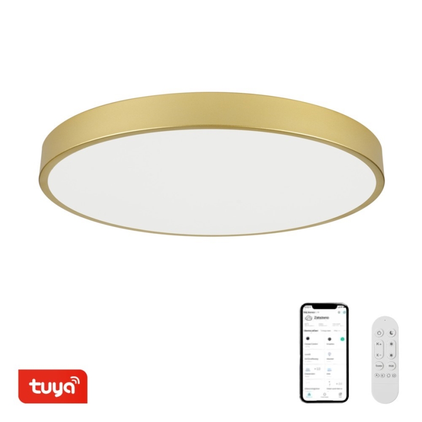 Immax NEO 07311L - Zatemnjevalna LED stropna svetilka SEMPLICI LED/96W/230V, premer 80 cm, Wi-Fi Tuya, zlata + daljinski upravljalnik