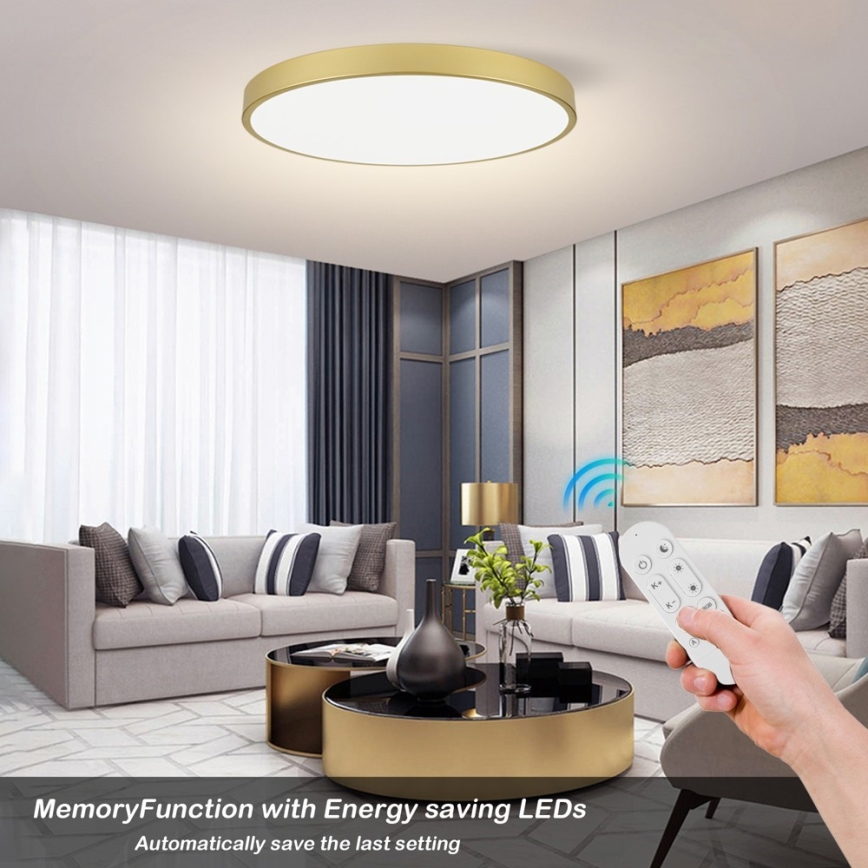 Immax NEO 07311L - Zatemnjevalna LED stropna svetilka SEMPLICI LED/96W/230V, premer 80 cm, Wi-Fi Tuya, zlata + daljinski upravljalnik