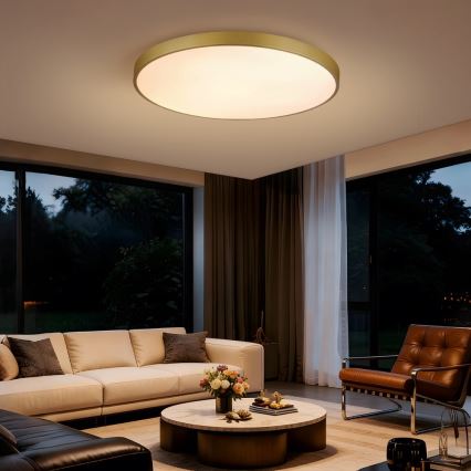 Immax NEO 07311L - Zatemnjevalna LED stropna svetilka SEMPLICI LED/96W/230V, premer 80 cm, Wi-Fi Tuya, zlata + daljinski upravljalnik