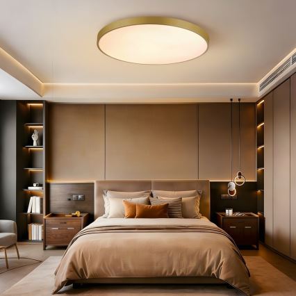 Immax NEO 07311L - Zatemnjevalna LED stropna svetilka SEMPLICI LED/96W/230V, premer 80 cm, Wi-Fi Tuya, zlata + daljinski upravljalnik