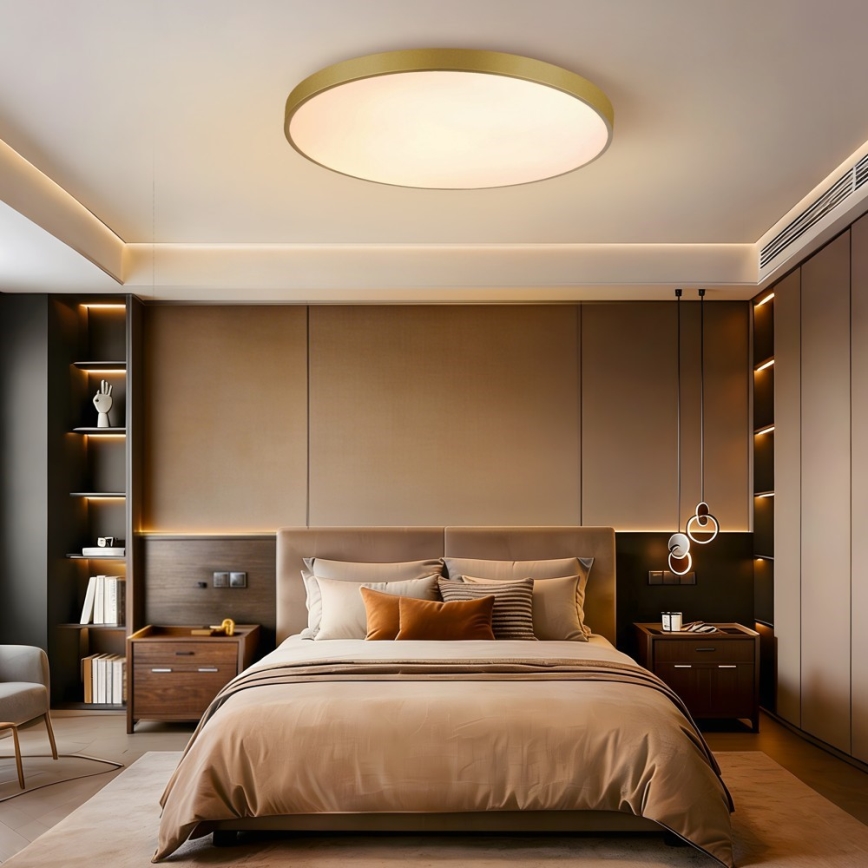 Immax NEO 07311L - Zatemnjevalna LED stropna svetilka SEMPLICI LED/96W/230V, premer 80 cm, Wi-Fi Tuya, zlata + daljinski upravljalnik