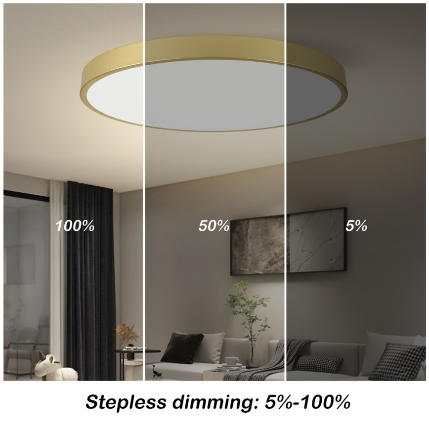 Immax NEO 07311L - Zatemnjevalna LED stropna svetilka SEMPLICI LED/96W/230V, premer 80 cm, Wi-Fi Tuya, zlata + daljinski upravljalnik