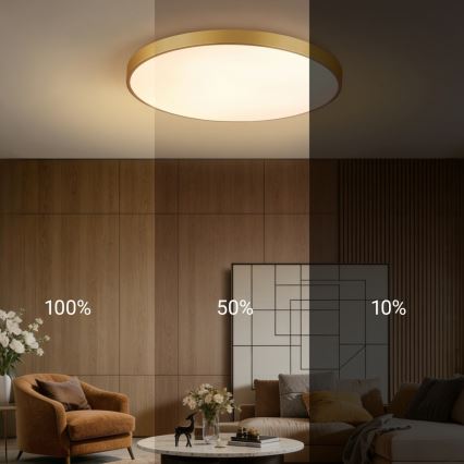 Immax NEO 07311L - Zatemnjevalna LED stropna svetilka SEMPLICI LED/96W/230V, premer 80 cm, Wi-Fi Tuya, zlata + daljinski upravljalnik