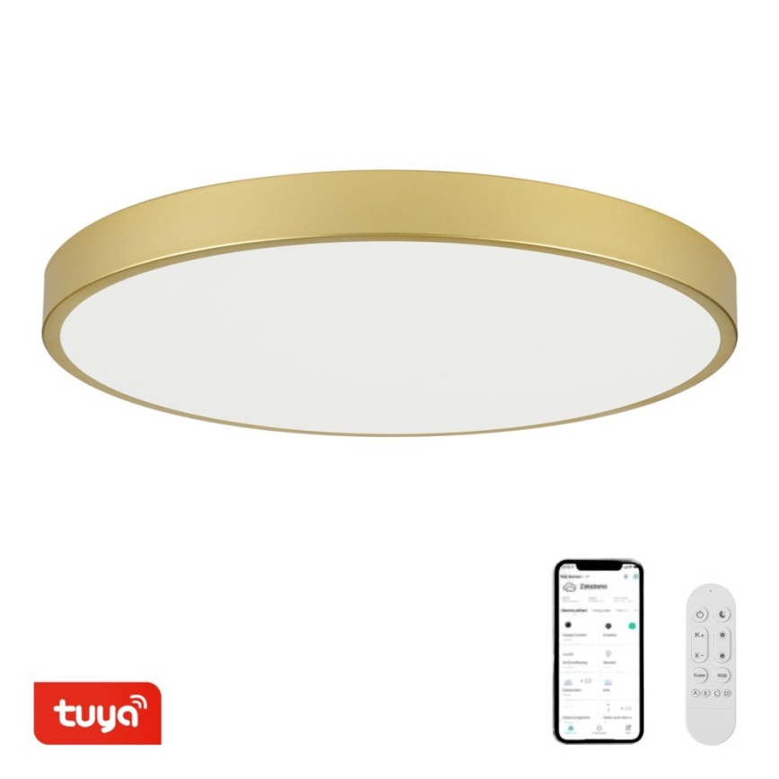Immax NEO 07312L - LED zatemnjevalno stropno svetilo SEMPLICI LED/128W/230V Ø 100 cm Wi-Fi Tuya zlata + daljinski upravljalnik
