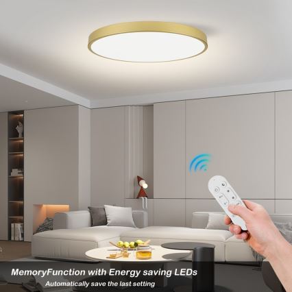 Immax NEO 07312L - LED zatemnjevalno stropno svetilo SEMPLICI LED/128W/230V Ø 100 cm Wi-Fi Tuya zlata + daljinski upravljalnik