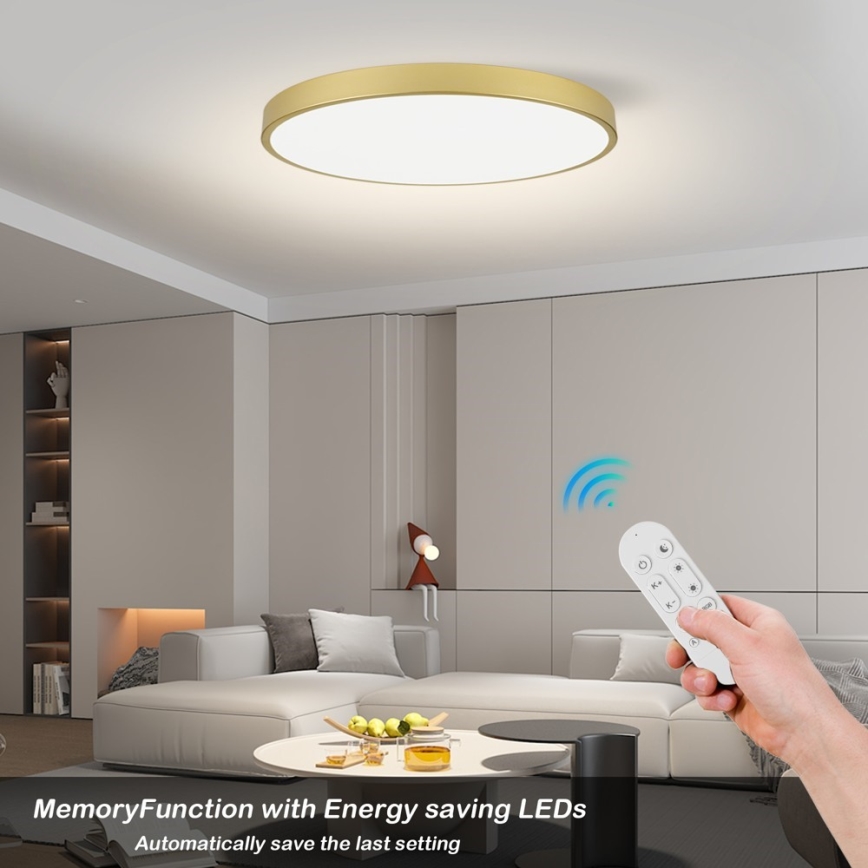 Immax NEO 07312L - LED zatemnjevalno stropno svetilo SEMPLICI LED/128W/230V Ø 100 cm Wi-Fi Tuya zlata + daljinski upravljalnik