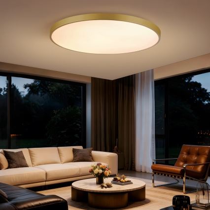 Immax NEO 07312L - LED zatemnjevalno stropno svetilo SEMPLICI LED/128W/230V Ø 100 cm Wi-Fi Tuya zlata + daljinski upravljalnik